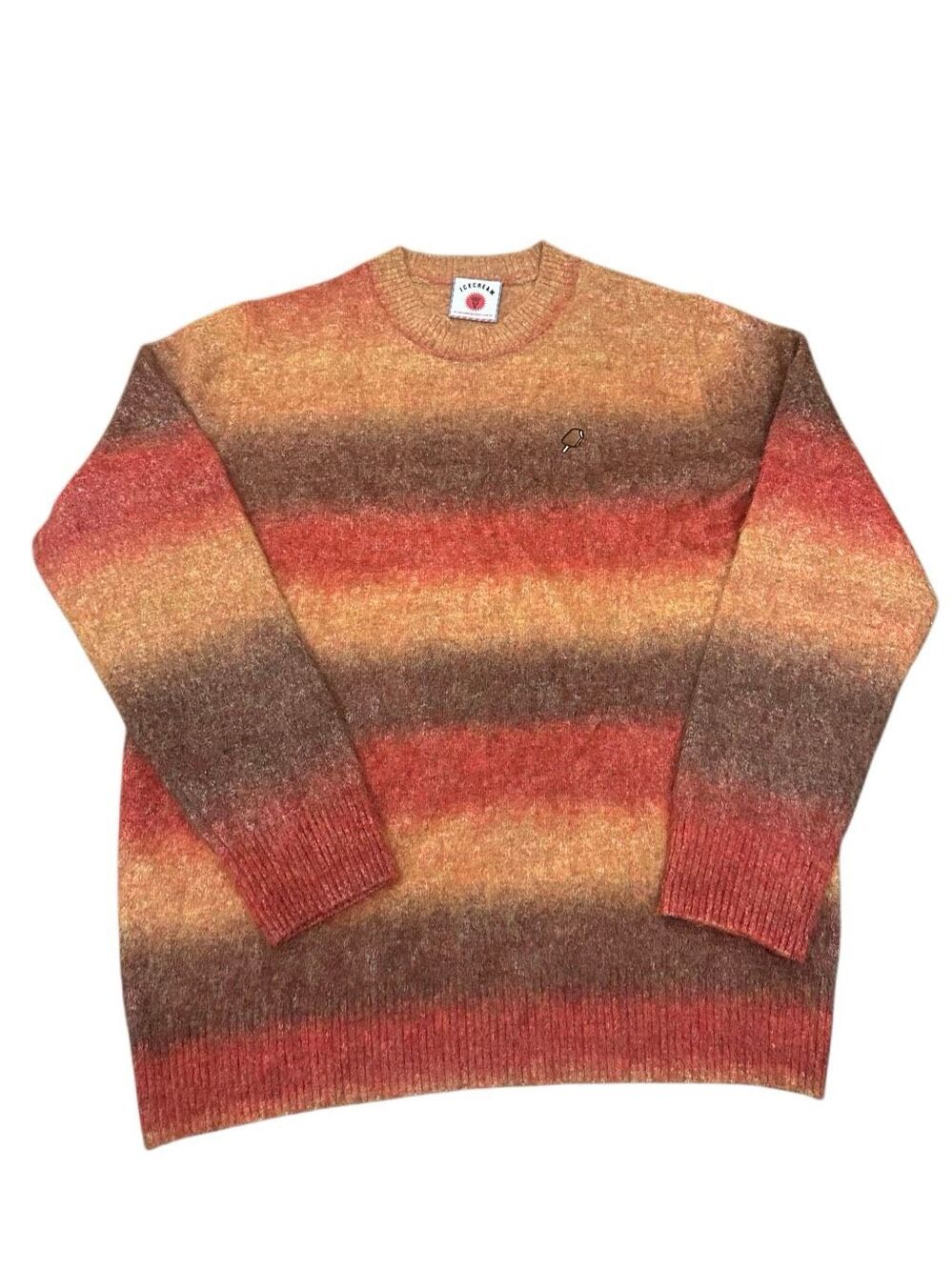 Men’s Icecream Billionaire Boys Club Striped Fuzzy Knit Sweater – Wool Blend siz